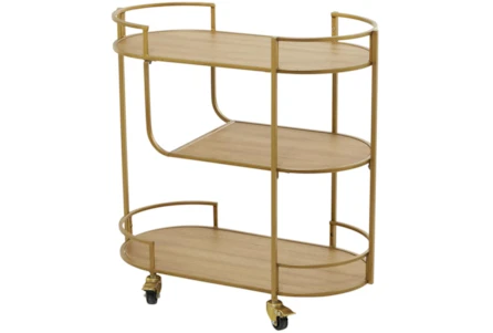 Gold + Wood Bar Cart - Main