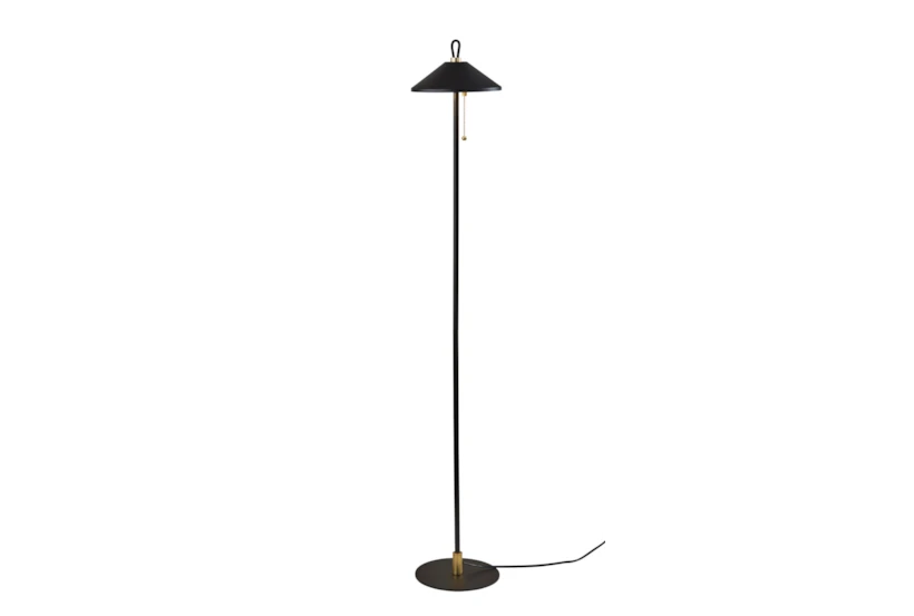54" Black + Antique Brass Coolie Dome Led Task Floor Lamp - 360