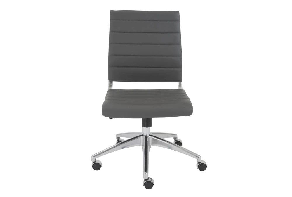Aster Gray Faux Leather Low Back Armless Rolling Office Desk Chair