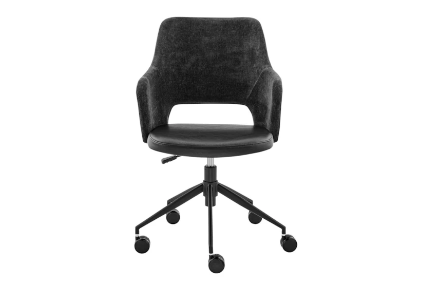 Danya Black Faux Leather + Fabric Rolling Office Desk Chair - 360