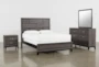 Finley Grey California King Wood 4 Piece Bedroom Set With Dresser, Mirror & Nightstand - Signature