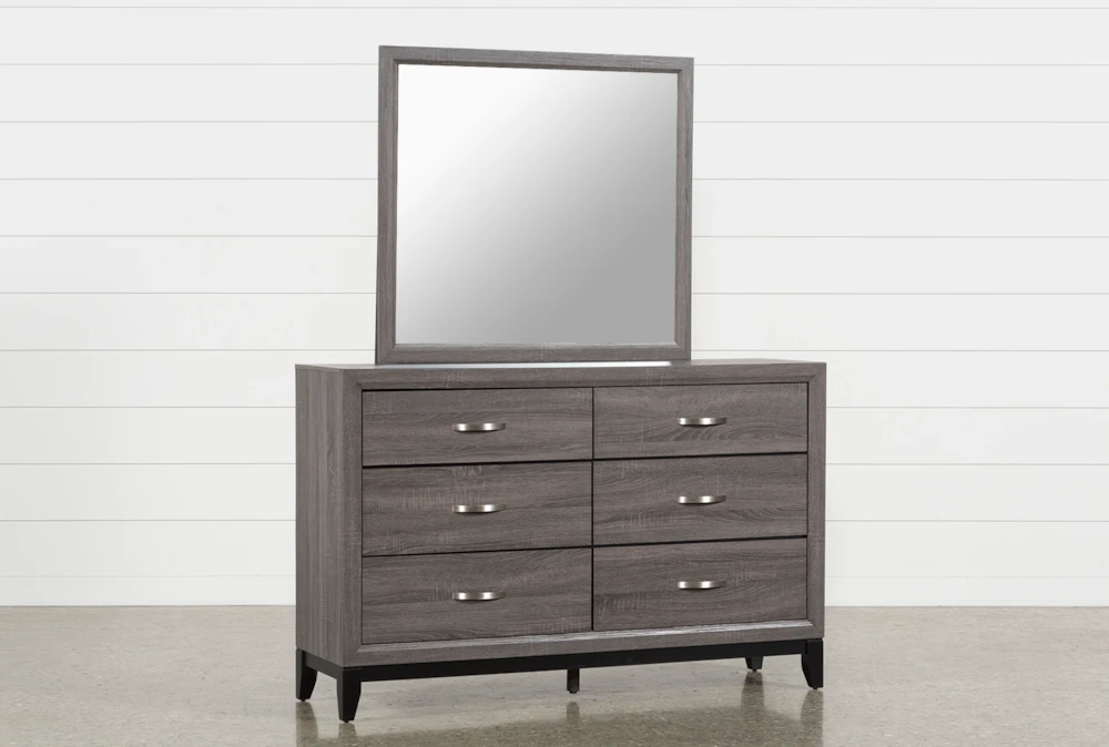 Finley Grey II 6-Drawer Dresser/Mirror