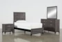Finley Grey Twin Wood 4 Piece Bedroom Set With Dresser, Mirror & Nightstand - Signature