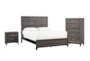 Finley Grey King Wood 3 Piece Bedroom Set With Chest & Nightstand - Signature