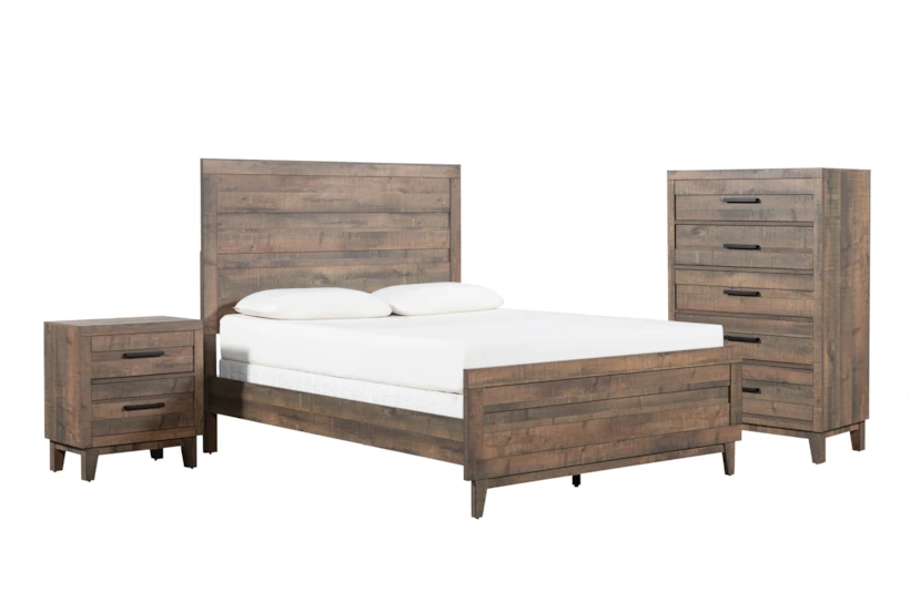 Ranier Queen Wood 3 Piece Bedroom Set With Chest & Nightstand - 360
