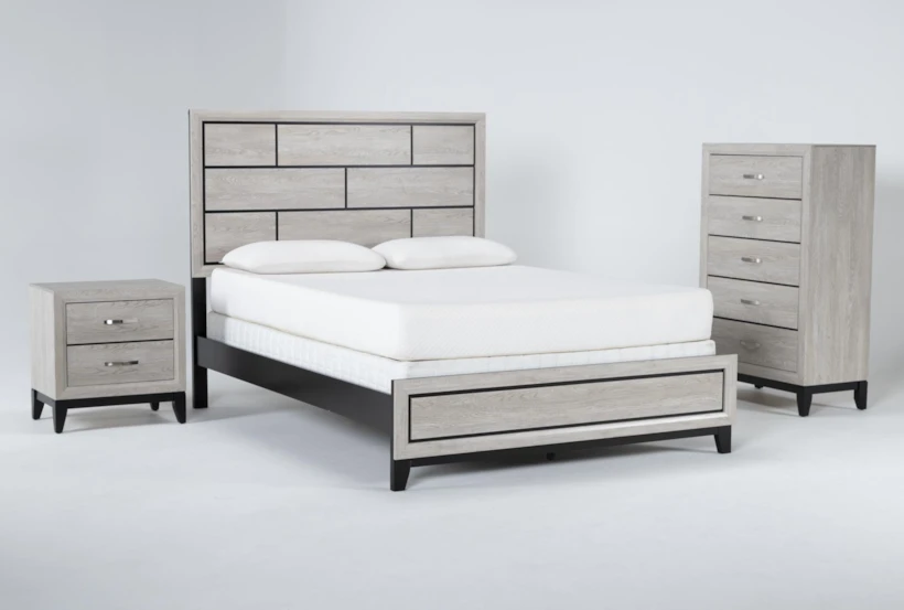 Finley White California King Wood 3 Piece Bedroom Set With Chest & Nightstand - 360