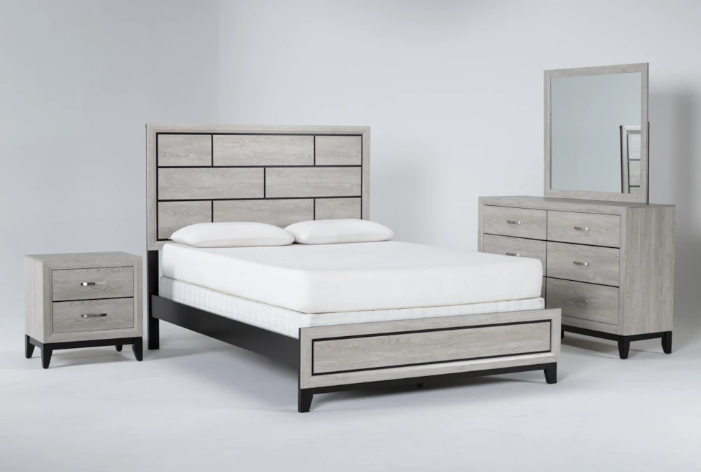 Finley White Full Wood 4 Piece Bedroom Set With Dresser, Mirror & Nightstand