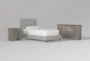 Dean Charcoal Twin Upholstered Panel 3 Piece Bedroom Set With Summit Grey II Dresser & Nightstand - Signature