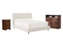 Dean Sand Full Upholstered Panel 3 Piece Bedroom Set With Sedona II Media Chest & Nightstand - Signature