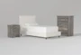 Dean Sand Twin Upholstered Panel 3 Piece Bedroom Set With Summit Grey II Chest Of Drawers & Nightstand - Signature