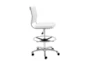 Aster White Faux Leather Adjustable Height Drafting Rolling Office Desk Stool - Detail