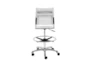 Aster White Faux Leather Adjustable Height Drafting Rolling Office Desk Stool - Detail