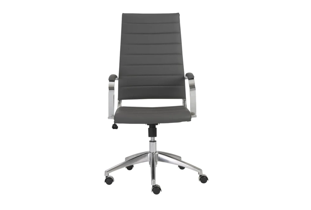 Aster Gray Faux Leather High Back Rolling Office Desk Chair