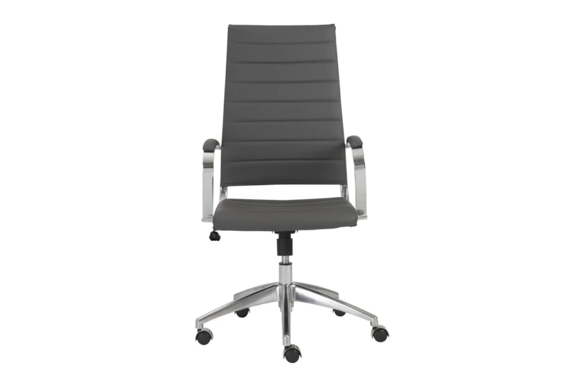 Aster Gray Faux Leather High Back Rolling Office Desk Chair - 360