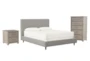 Dean Charcoal Full Upholstered Panel 3 Piece Bedroom Set With Morgan II Chest Of Drawers & Nightstand - Signature