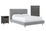 Dean Charcoal Full Upholstered Panel 3 Piece Bedroom Set With Owen Grey II Chest Of Drawers & Nightstand - Signature