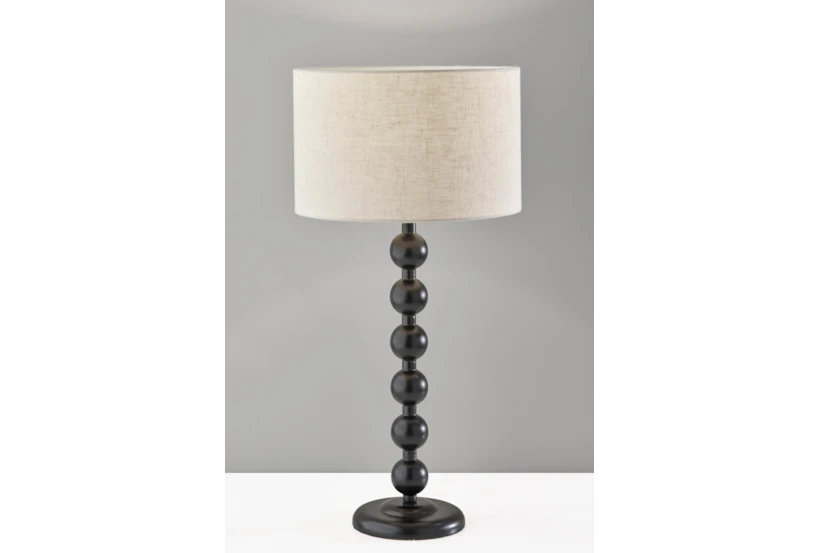 28" Black Rubberwood Stacked Orb Table Lamp - 360