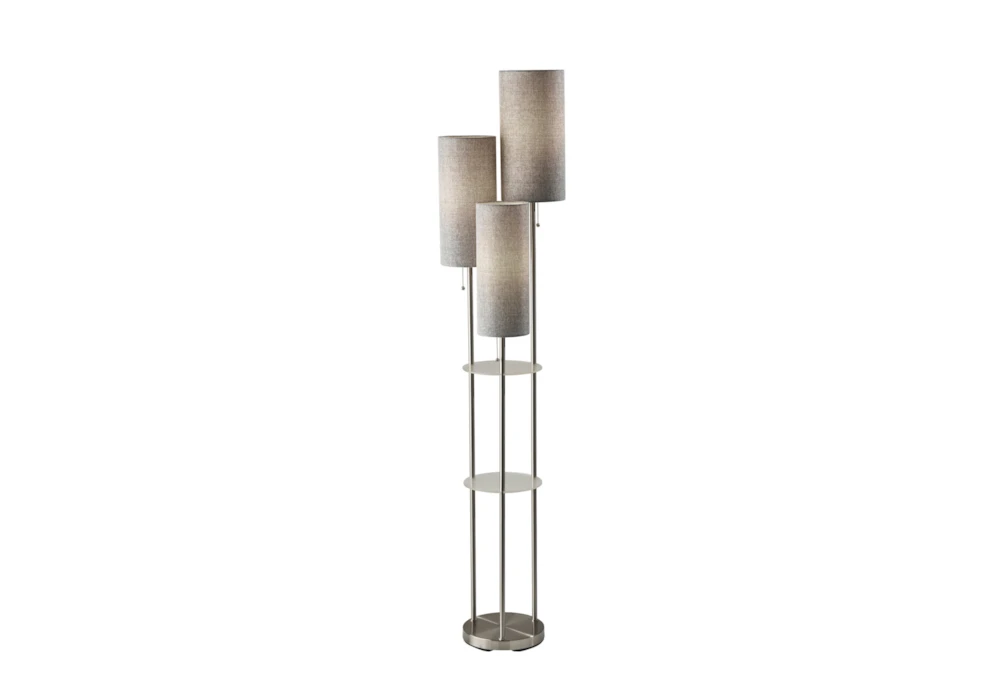 68" Brushed Silver Steel + Acrylic 3 Light 2 Tier Shelf Floor Lamp