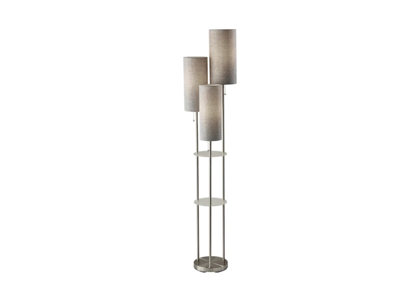 68" Brushed Silver Steel + Acrylic 3 Light 2 Tier Shelf Floor Lamp - 360