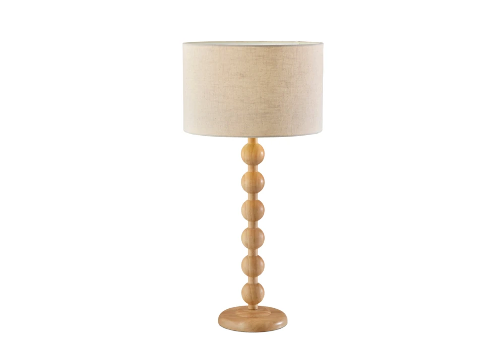 28" Natural Rubberwood Stacked Orb Table Lamp