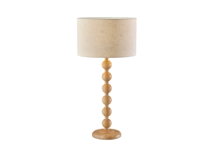 28" Natural Rubberwood Stacked Orb Table Lamp - 360