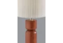 28" Walnut Oak Wood Table Lamp With Pleated Shade - Detail
