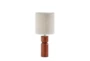 28" Walnut Oak Wood Table Lamp With Pleated Shade - Signature