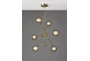 24X27 Antique Brass + Double Layer Glass 6 Light Sputnik Chandelier - Detail