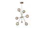 24X27 Antique Brass + Double Layer Glass 6 Light Sputnik Chandelier - Signature