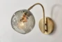 10" Antique Brass + Swirled Smoke Glass Arc Wall Sconce With Compatible Wall Dimmers - Detail