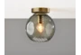 9" Antique Brass + Swirled Smoke Glass Flush Mount Light Fixture With Compatible Wall Dimmers - Detail