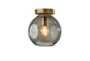 9" Antique Brass + Swirled Smoke Glass Flush Mount Light Fixture With Compatible Wall Dimmers - Signature