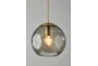 9" Antique Brass + Swirled Smoke Glass Pendant With Compatible Wall Dimmers - Detail