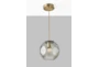 9" Antique Brass + Swirled Smoke Glass Pendant With Compatible Wall Dimmers - Detail