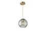 9" Antique Brass + Swirled Smoke Glass Pendant With Compatible Wall Dimmers - Signature