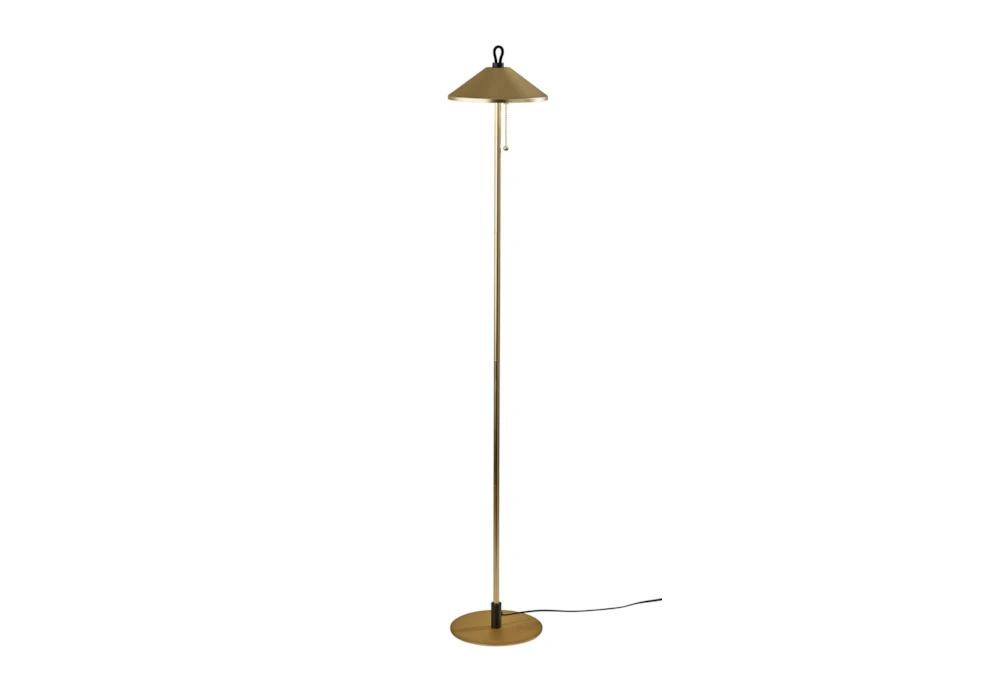 54" Antique Brass Coolie Dome Led Task Floor Lamp