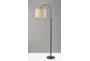 68" Antique Bronze + Linen Shade Classic Adjustable Arc Floor Lamp - Detail