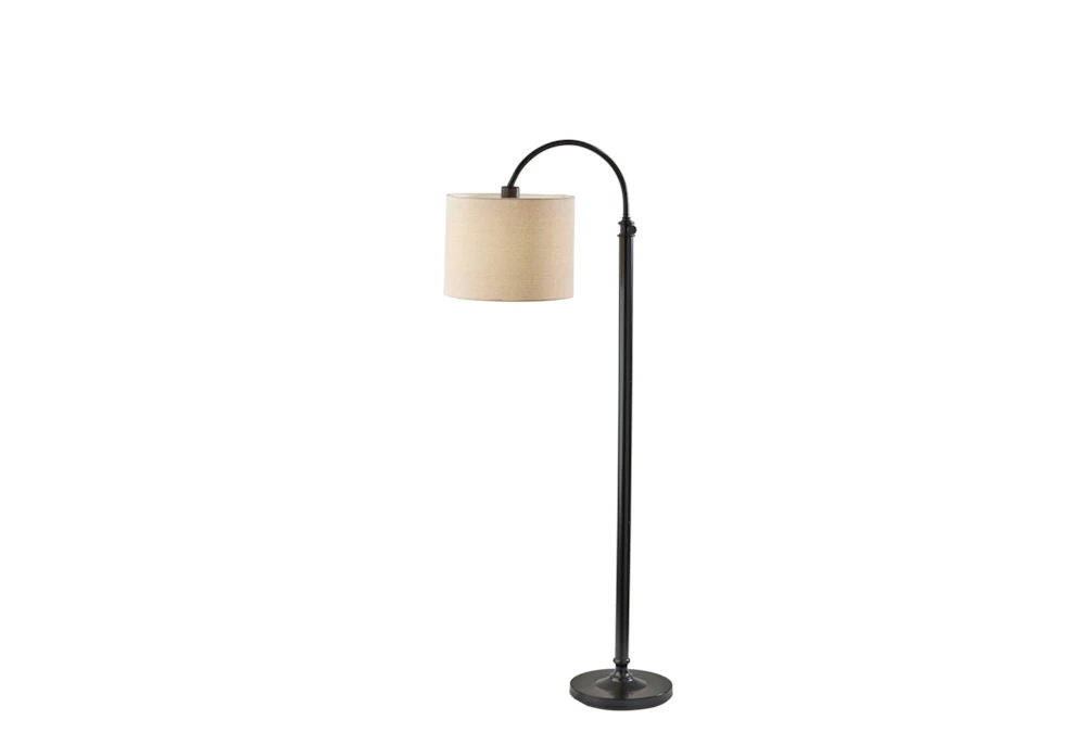 68" Antique Bronze + Linen Shade Classic Adjustable Arc Floor Lamp