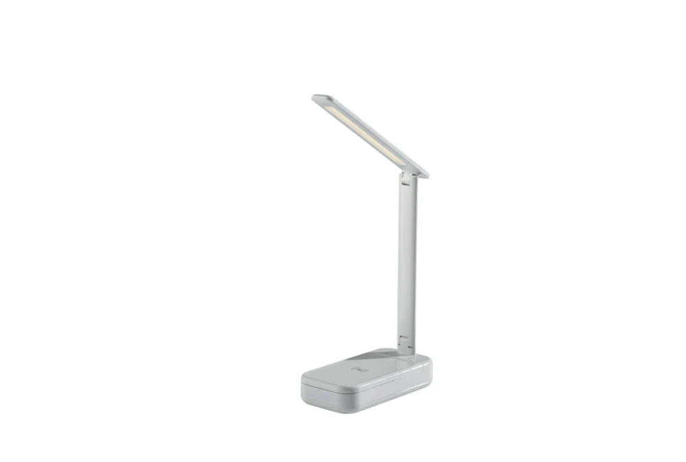 21" White Sanitizing Led Wireless Charge Desk Lamp With Smart Switch