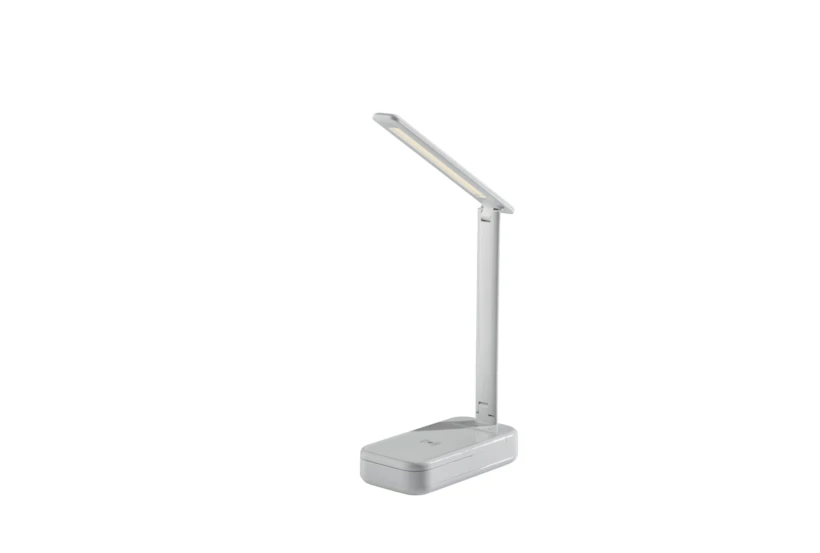 21" White Sanitizing Led Wireless Charge Desk Lamp With Smart Switch - 360
