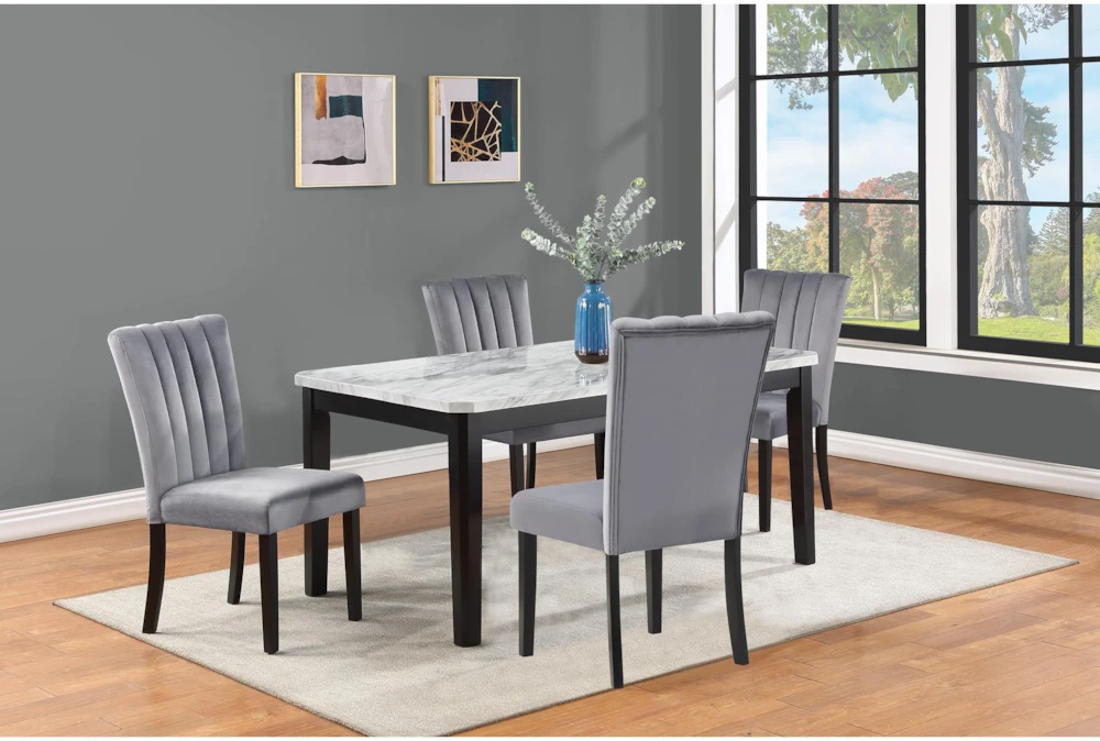 Pascual 64" Dining With Side Chair Set For 4