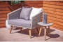 Banyan Grey Cement Top Small Outdoor Side Table - Room