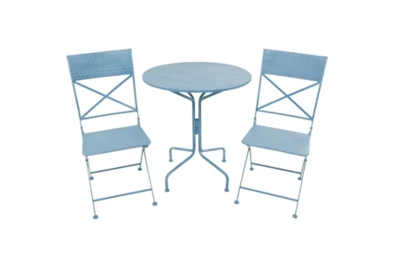 Blue Metal Outdoor Folding Bistro Table And Chair Set For 2 - Main