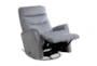 Gannon Silver Grey Fabric Manual Swivel Glider Recliner with Adjustable Headrest - Detail