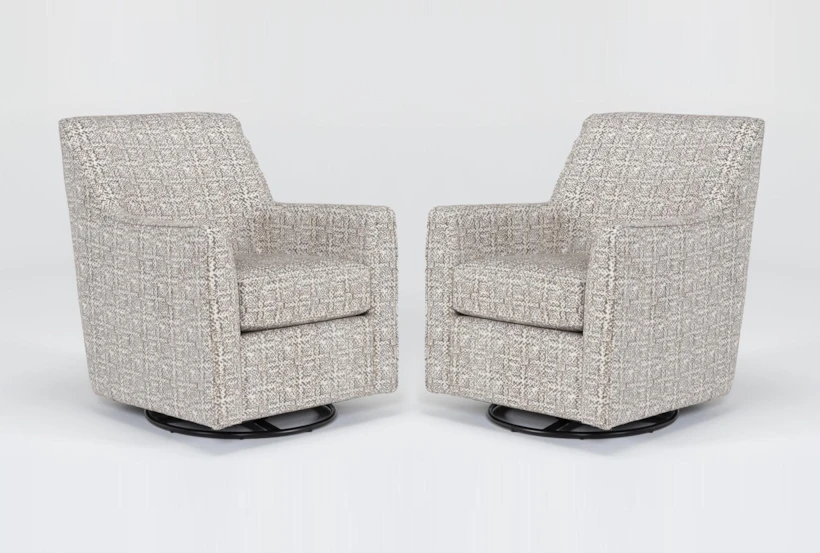 Belinha II Oyster Swivel Glider Arm Chair, Set of 2 - 360
