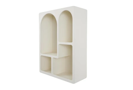 24X31 Cream White Wooden Geometric Arch Opening Wall Shelf - Main