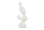 18" White Speckled Polystone Abstract Curved Shape Sculpture - Back
