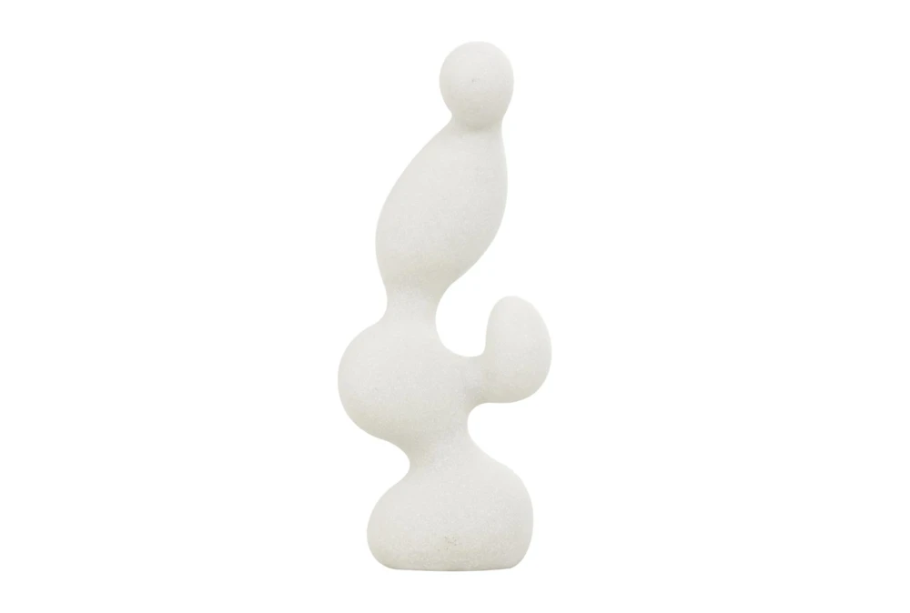 18" White Speckled Polystone Abstract Curved Shape Sculpture
