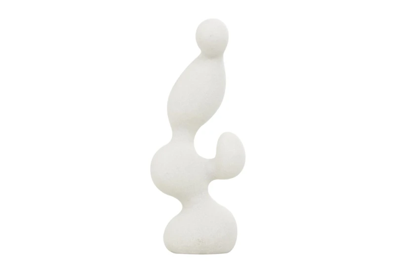 18" White Speckled Polystone Abstract Curved Shape Sculpture - 360