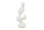 18" White Speckled Polystone Abstract Curved Shape Sculpture - Signature